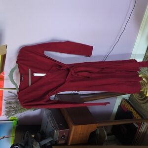 Faux wrap sweater dress